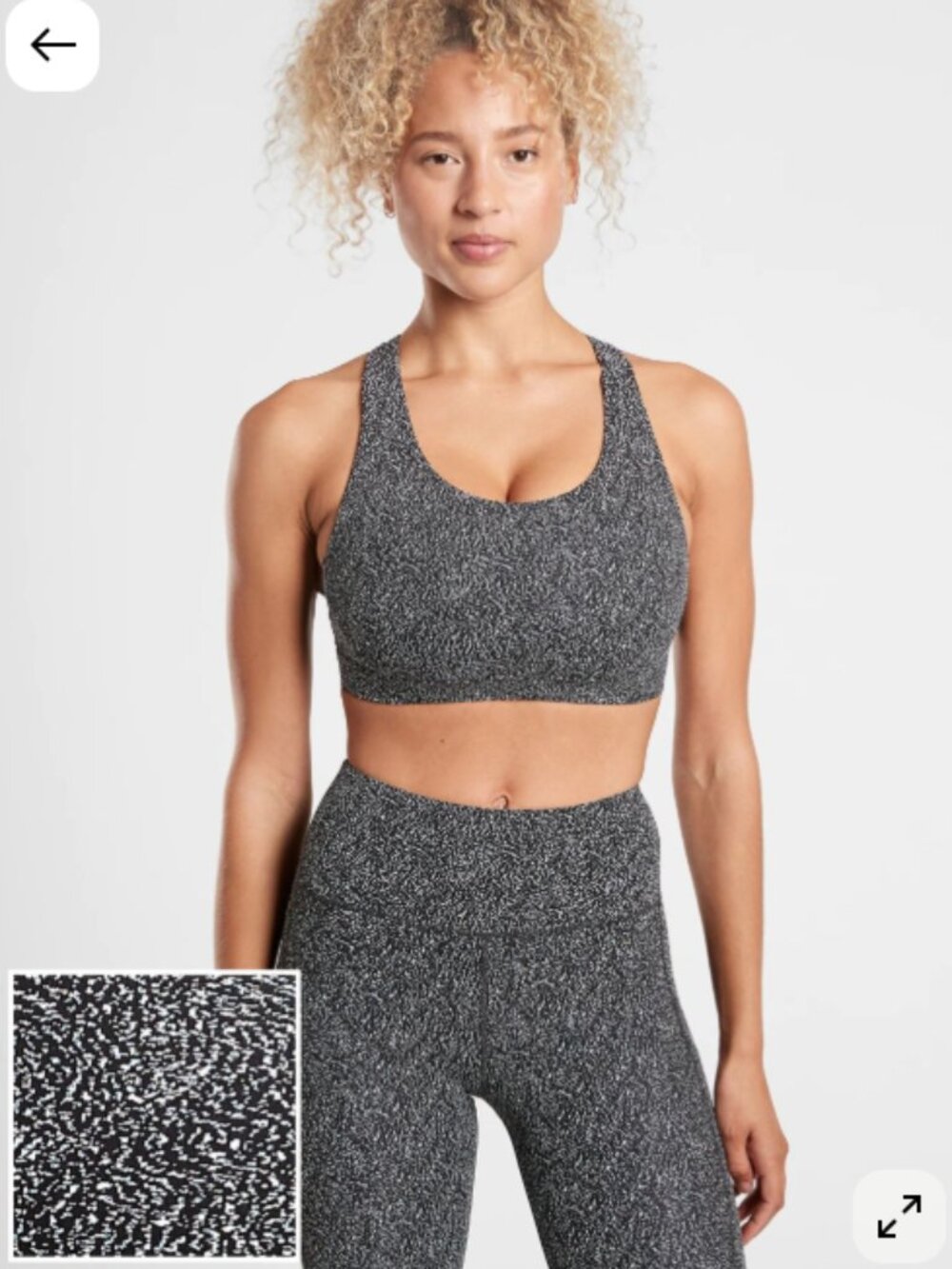 Athleta Navy Speckle Racerback Sports Bra